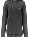 Alessandra Rich oversized hoodie with print and rhinestones