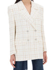 Alessandra Rich oversized tweed jacket with plaid pattern