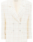 Alessandra Rich oversized tweed jacket with plaid pattern