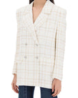 Alessandra Rich oversized tweed jacket with plaid pattern