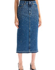 Alessandra Rich 'denim midi skirt with rhin