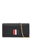 Thom Browne black calfskin chain wallet with rwb detail