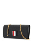 Thom Browne black calfskin chain wallet with rwb detail