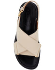 Marni fussbett sandals in silk white leather with low heel