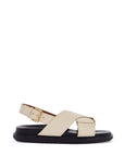 Marni fussbett sandals in silk white leather with low heel