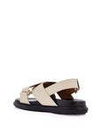 Marni fussbett sandals in silk white leather with low heel