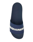 Dsquared2 navy blue polyurethane slippers with minimalist design and leather sole