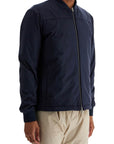 HERNO dark blue suede bomber with mandarin collar