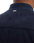 HERNO dark blue suede bomber with mandarin collar