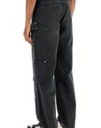 Golden Goose painter pants in black cotton destroyed effect journey