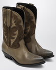 Golden Goose Wish Star boots in khaki leather and suede