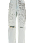 Golden Goose light blue cotton jeans with crystal stones