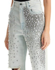 Golden Goose light blue cotton jeans with crystal stones