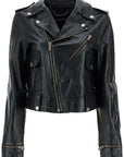 Golden Goose shiny black sheepskin biker jacket with sturdy zip