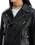 Golden Goose shiny black sheepskin biker jacket with sturdy zip