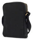 Tom Ford elegant black leather and polyester messenger bag with adjustable shoulder strap