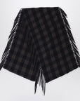 Destin Brown check wool and cashmere shawl
