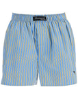 Homme Girls blue cotton boxer shorts with vertical yellow stripes