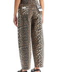 Ganni leopard print barrel jeans