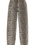 Ganni leopard print barrel jeans