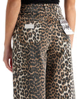 Ganni leopard print barrel jeans