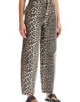 Ganni leopard print barrel jeans