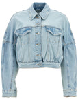 Ganni stretch denim bomber jacket in 8