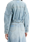 Ganni stretch denim bomber jacket in 8