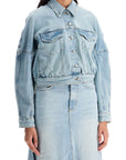 Ganni stretch denim bomber jacket in 8