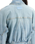 Ganni stretch denim bomber jacket in 8