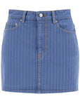 Ganni "striped overdyed denim mini