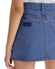 Ganni "striped overdyed denim mini