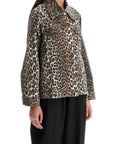 Ganni "leopard print denim jacket"