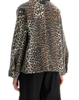 Ganni "leopard print denim jacket"