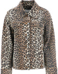 Ganni "leopard print denim jacket"