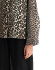 Ganni "leopard print denim jacket"