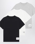 Jil Sander Set of three cotton T-shirts with logo patch