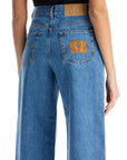 Blaze Milano blue cotton jeans with orange embroidery