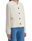 Blaze Milano cropped cream cotton bolero with buttons and pockets