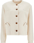 Blaze Milano cropped cream cotton bolero with buttons and pockets