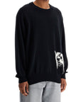 Y-3 black recycled polyester sweater with embroidered logo