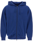 Y-3 men's blue zip hoodie in cotton with recycled polyester