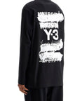 Y-3 long sleeve black cotton t-shirt with men's graphic