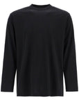 Y-3 long sleeve black cotton t-shirt with men's graphic