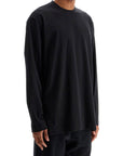 Y-3 long sleeve black cotton t-shirt with men's graphic