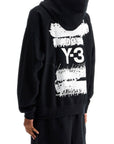 Y-3 black cotton hoodie with gfx print