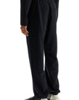 Y-3 wide leg high waist black cotton pants with adjustable drawstring