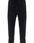 Y-3 wide leg high waist black cotton pants with adjustable drawstring