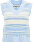 Ganni "soft striped knit vest with a comfortable