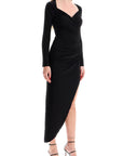 Norma Kamali asymmetric draped jersey stretch dress in